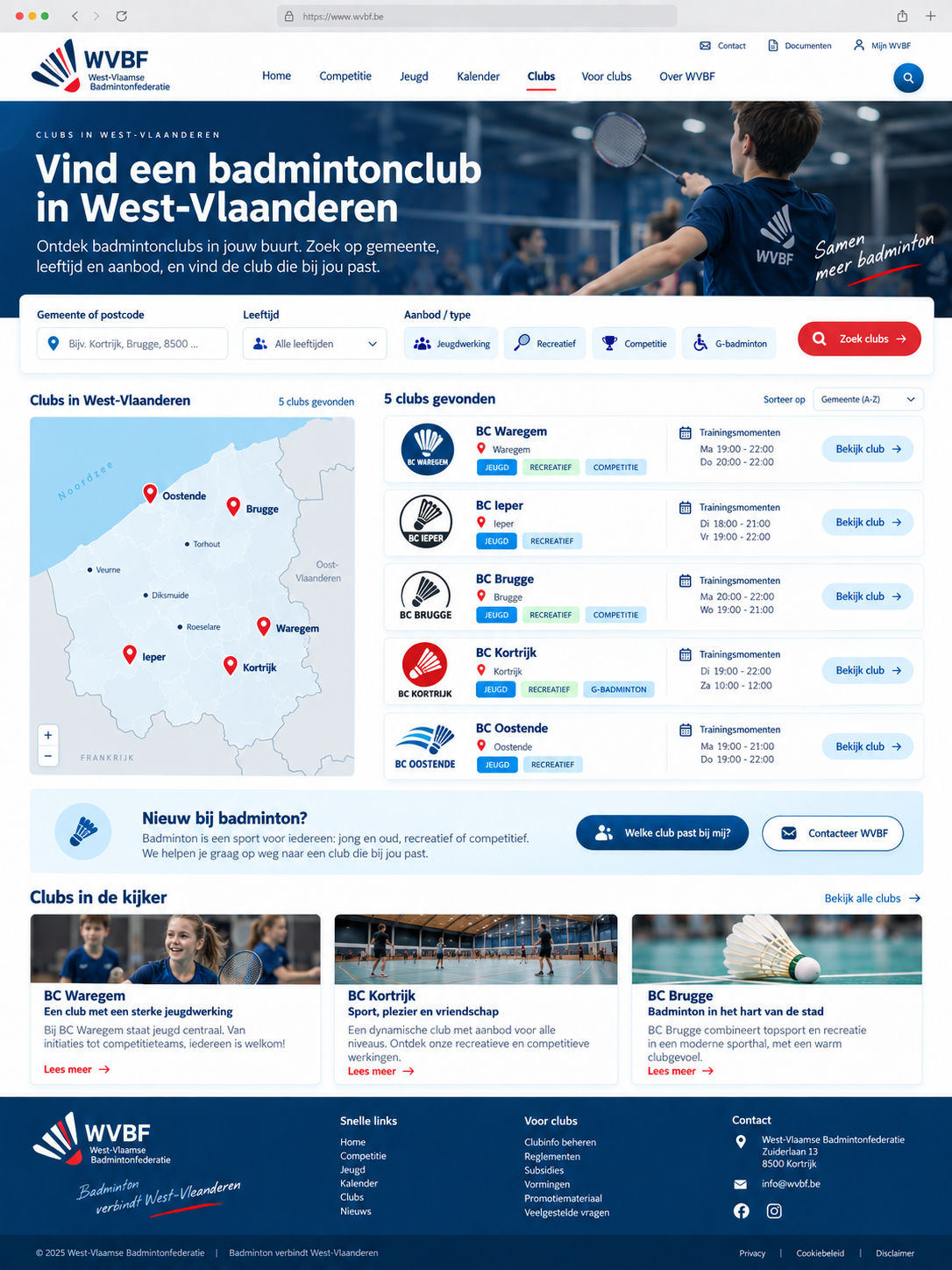 Website mock-up Clubzoeker